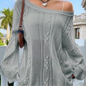Women's Off-Shoulder Gray Sweater